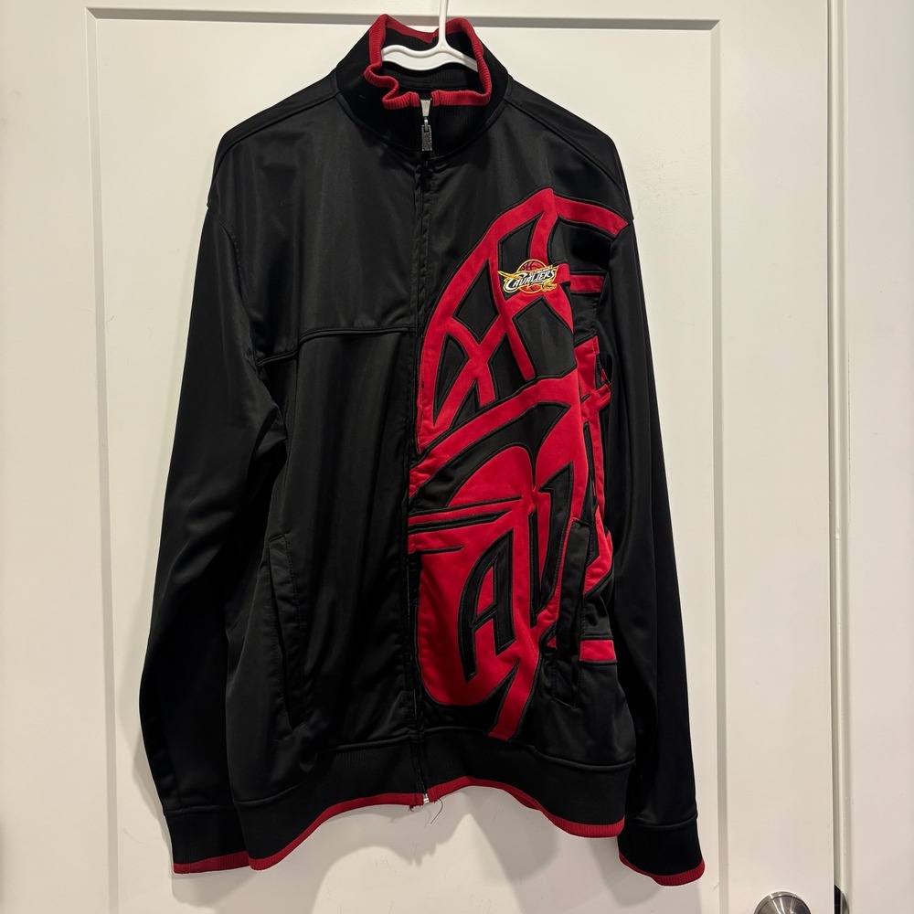 NBA Basketball Cleveland Cavaliers Track Jacket Mens XXL Black Cavs Warm Up